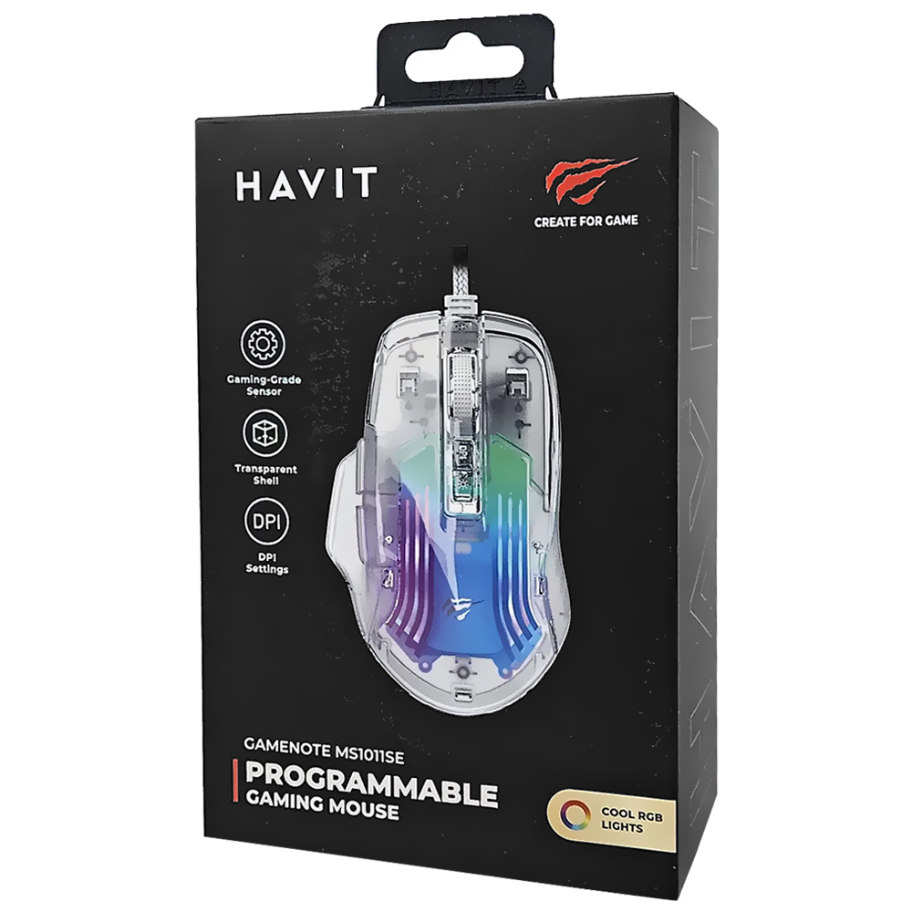 Mouse Gamer Havit MS1011SE GameNote USB / RGB - Transparente