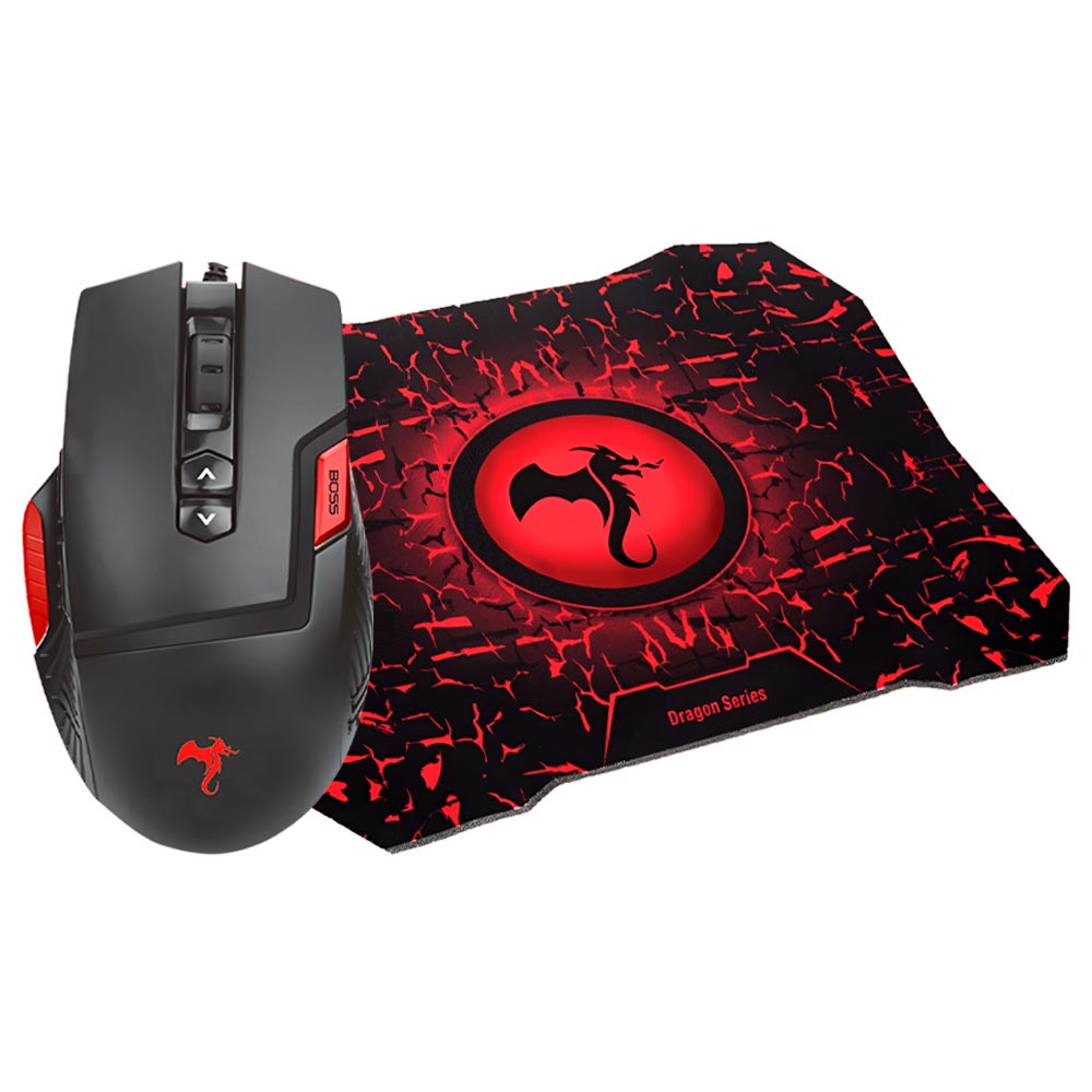 Mouse Gamer Kolke KGK-475 Fury USB / RGB - Preto / Vermelho + Mousepad