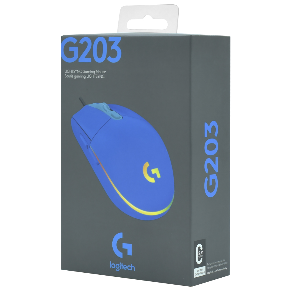 Mouse Gamer Logitech G203 Lightsync USB / RGB - Azul (910-005792)
