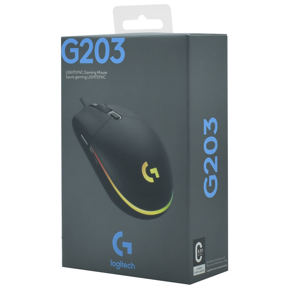 Mouse Gamer Logitech G203 Lightsync USB / RGB - Preto (910-005793)