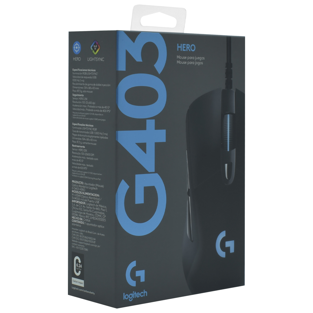 Mouse Gamer Logitech G403 Hero USB - Preto (910-005631)