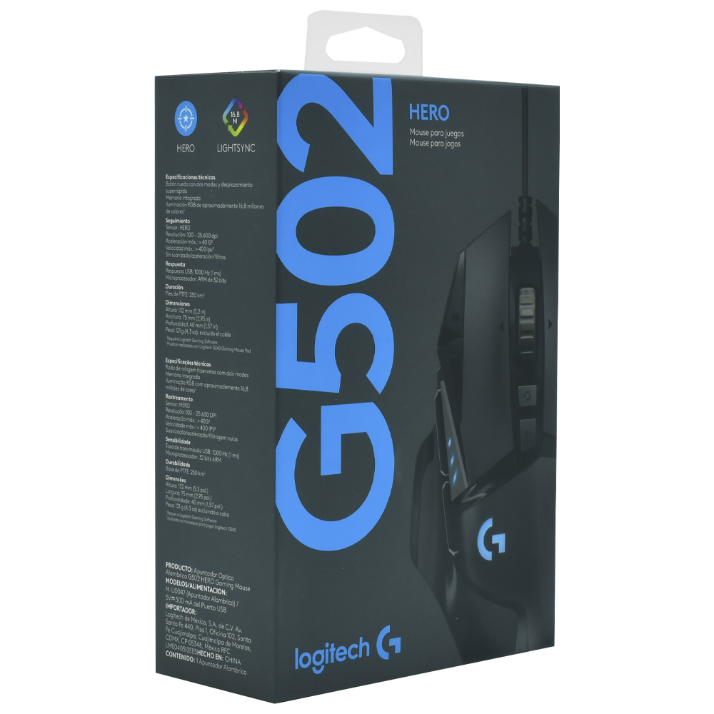 Mouse Gamer Logitech G502 Hero USB / RGB - Preto (910-005550)