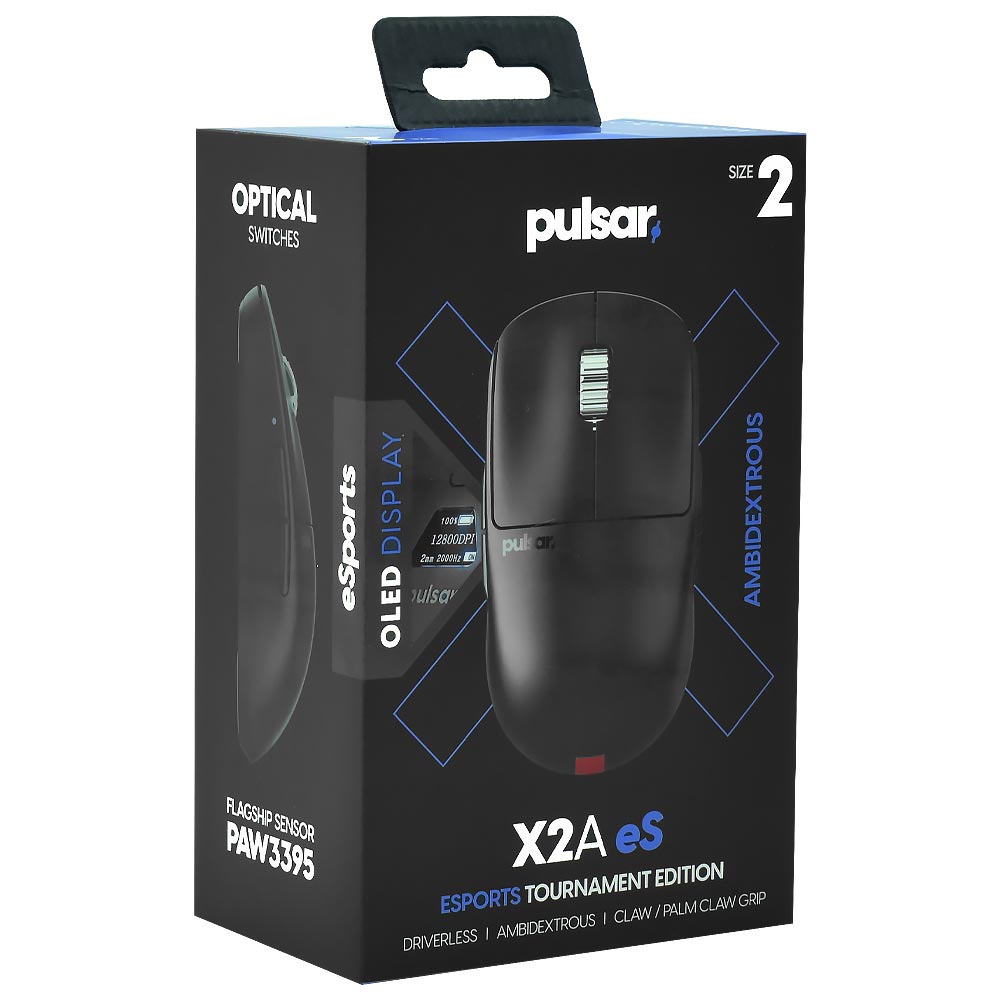 Mouse Gamer Pulsar X2AES Ambidextrous Medium Size2 Wireless - Preto (PX2AES21)