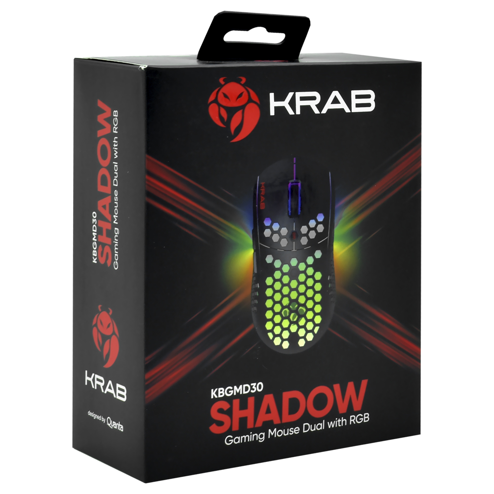 Mouse Gamer Quanta KRAB KBGMD30 Shadow Wireless / RGB - Preto