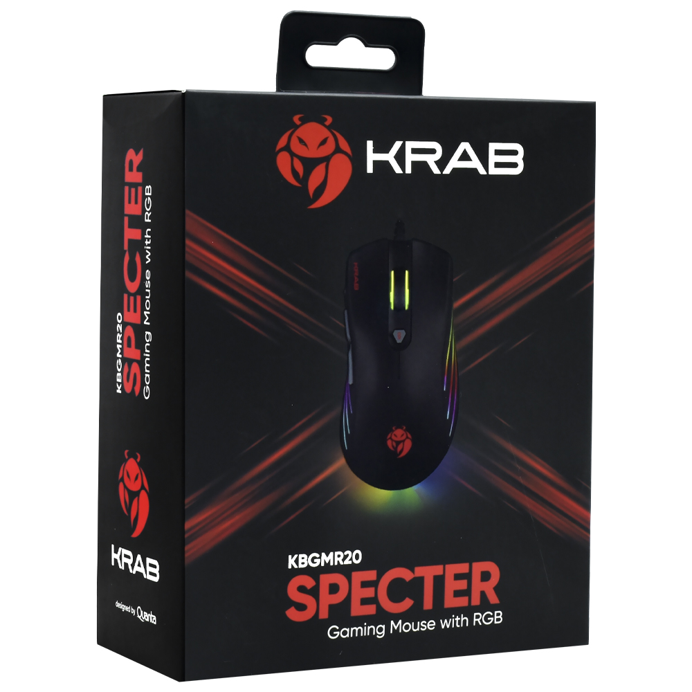 Mouse Gamer Quanta KRAB KBGMR20 Specter USB / RGB - Preto