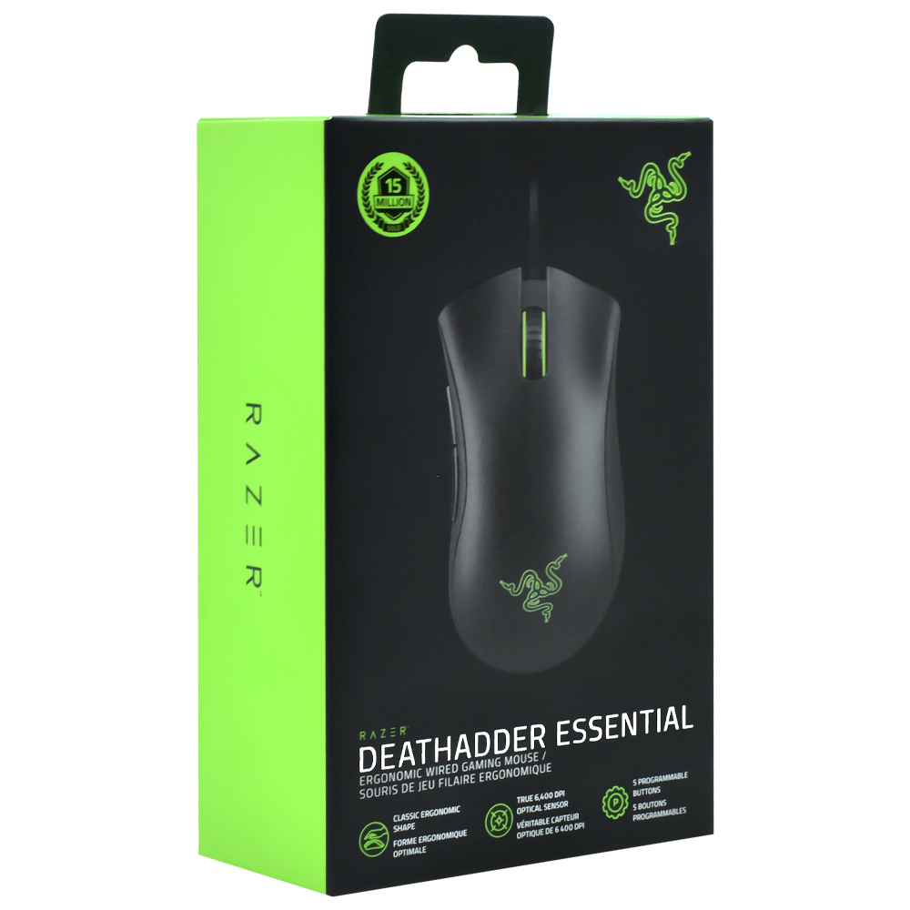 Mouse Gamer Razer Deathadder Essential Ergonomic USB - Preto (RZ01-03850100-R3U1)