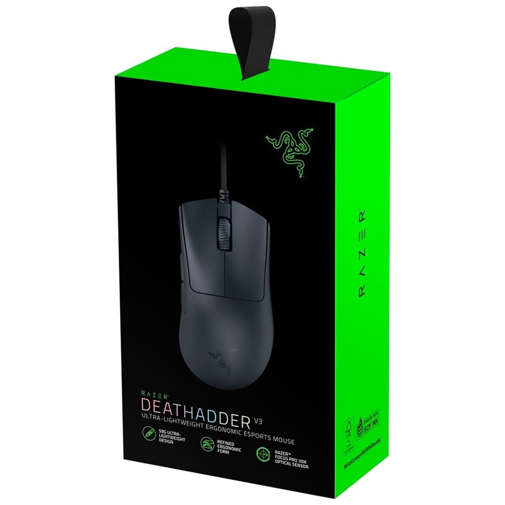 Mouse Gamer Razer Deathadder V3 USB - Preto (RZ01-04640100-R3M1)