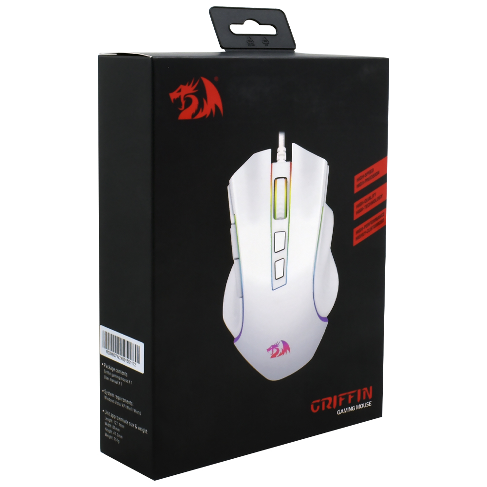 Mouse Gamer Redragon Griffin M607W USB / RGB - Branco