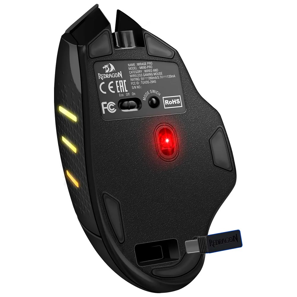 Mouse Gamer Redragon M690-PRO Mirage Pro Wireless / RGB - Preto