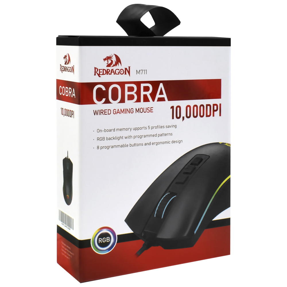 Mouse Gamer Redragon M711RGB Cobra USB / RGB - Preto