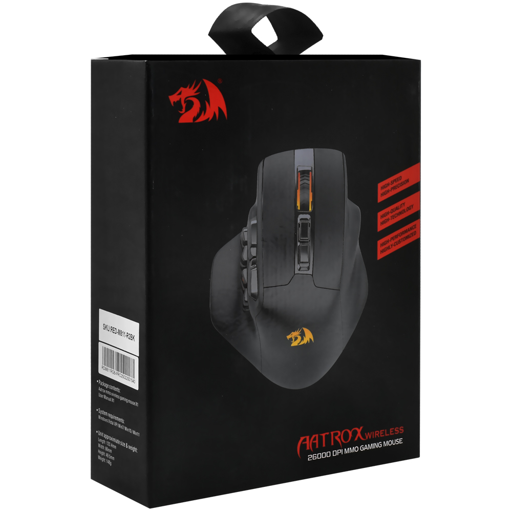 Mouse Gamer Redragon M811RGB-Pro Aatrox Wireless - Preto