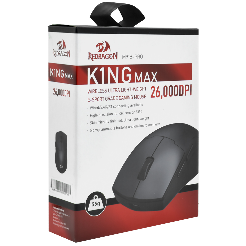 Mouse Gamer Redragon M918-PRO K1NG Max Wireless - Preto