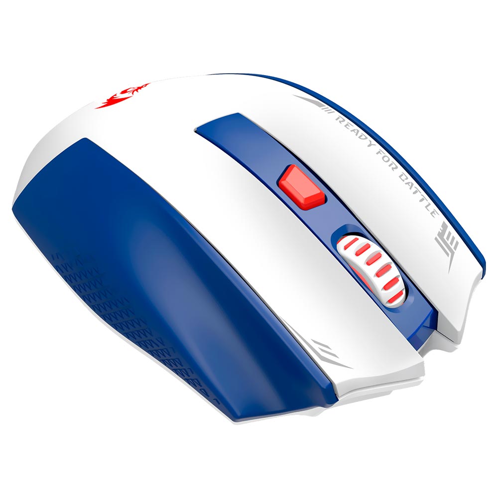 Mouse Gamer Redragon M994WBR Woki Wireless - Branco / Azul