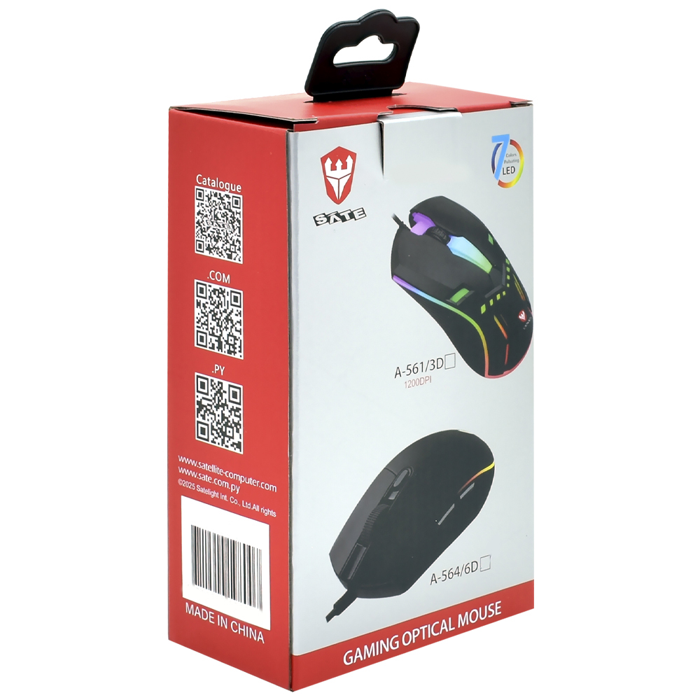 Mouse Gamer Satellite A-561/3D USB / RGB - Preto