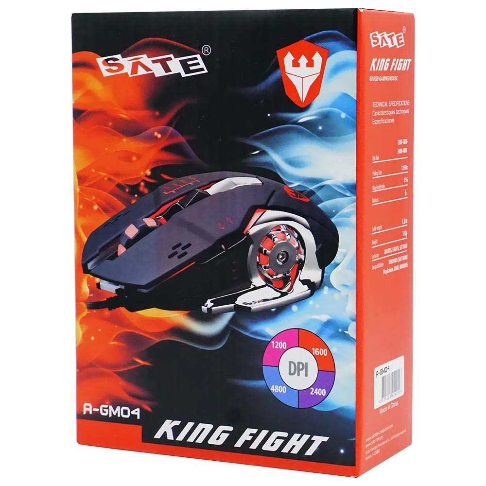 Mouse Gamer Satellite A-GM04 USB / RGB - Preto / Prata