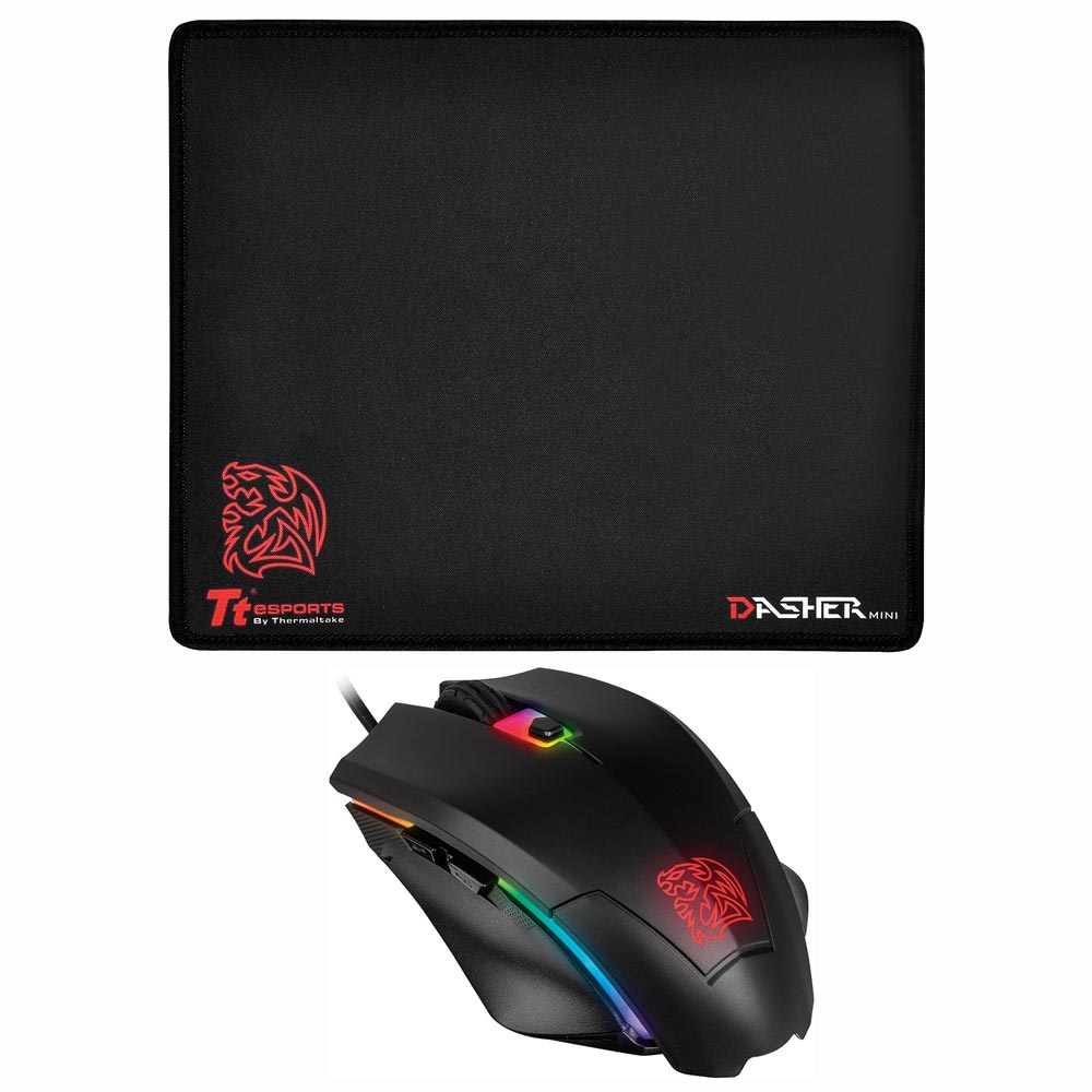Mouse Gamer Thermaltake Talon Elite RGB + Mouse Pad Dasher Mini (MO-TER-WDOTBK-01)