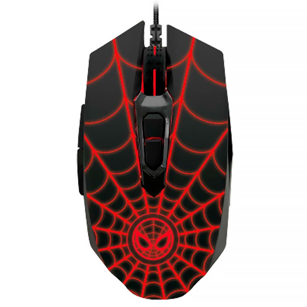 Mouse Gamer Xtech XTM-M520SM Marvel Spiderman USB / LED - Preto / Prata