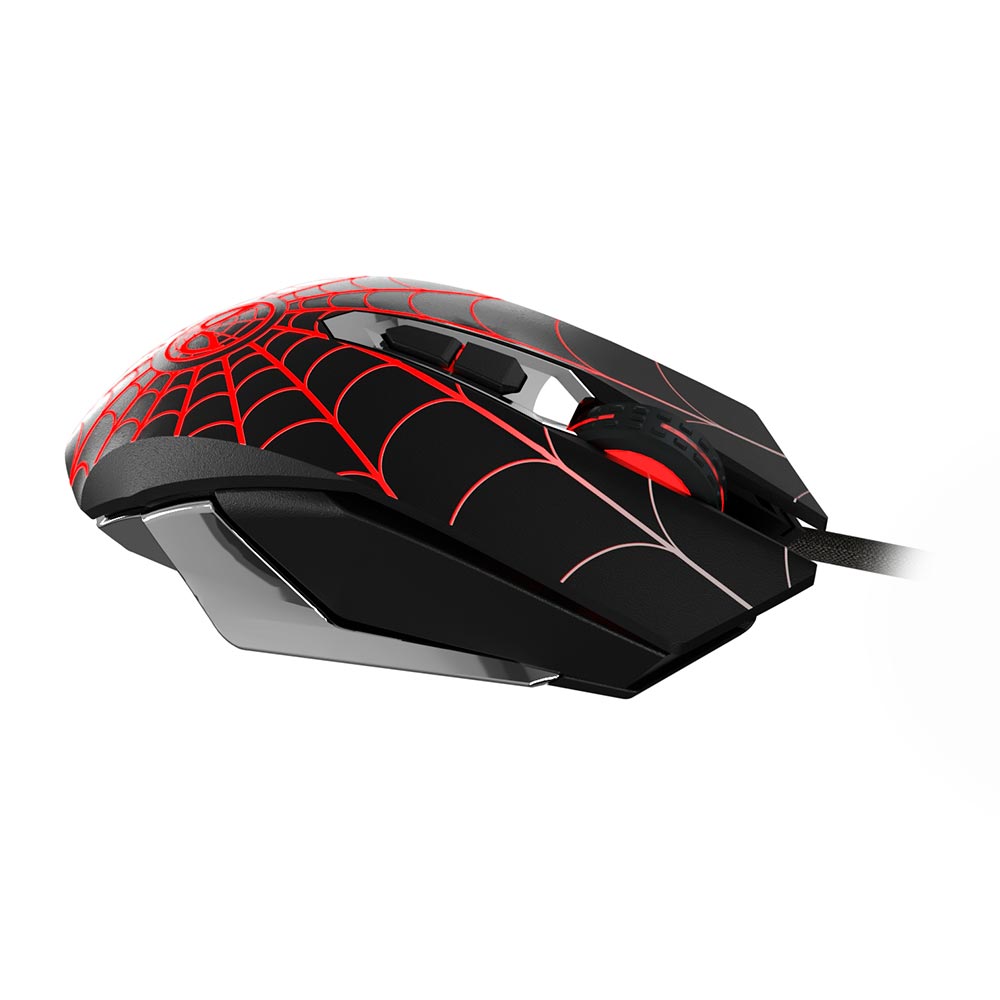 Mouse Gamer Xtech XTM-M520SM Marvel Spiderman USB / LED - Preto / Prata
