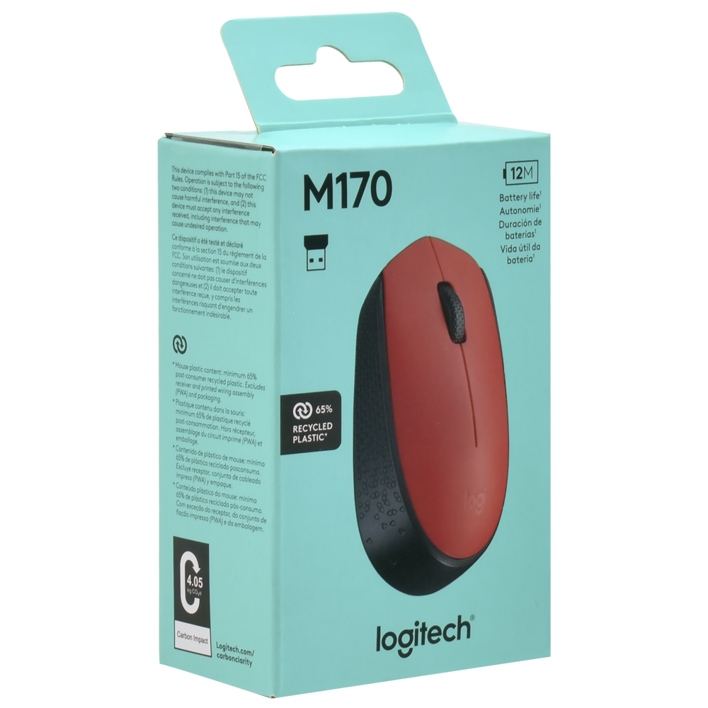 Mouse Logitech M170 Wireless - Vermelho (910-004941)