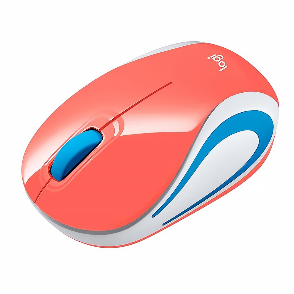 Mouse Logitech M187 Wireless - Coral / Branco (910-005362)