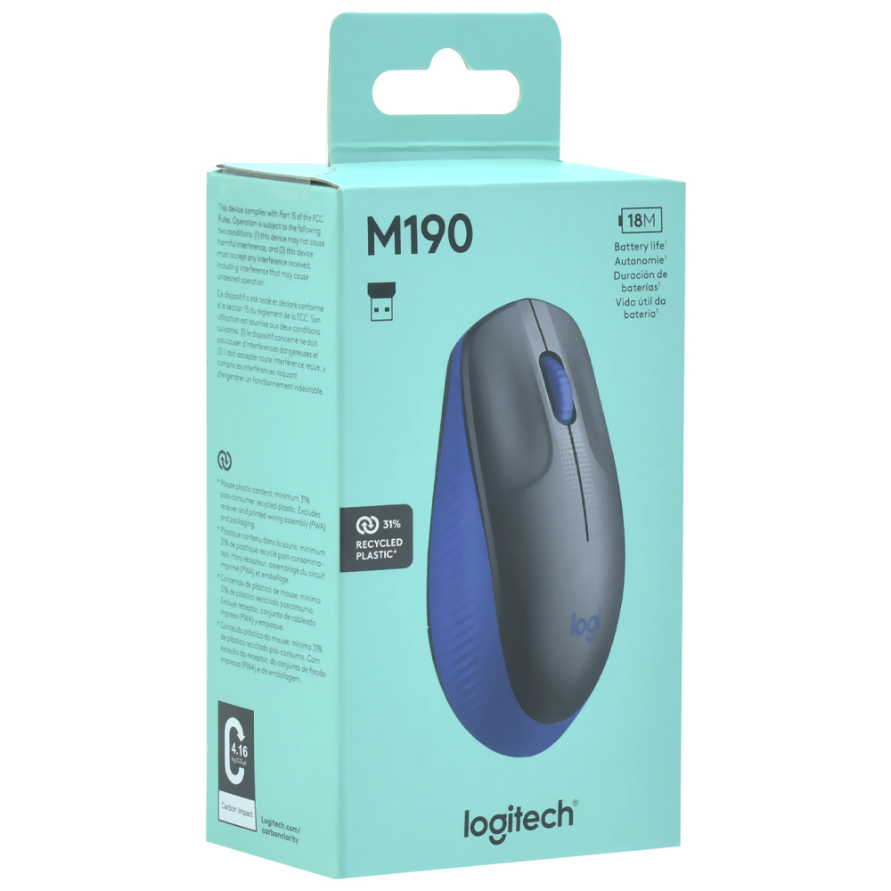 Mouse Logitech M190 Wireless - Azul (910-005903)