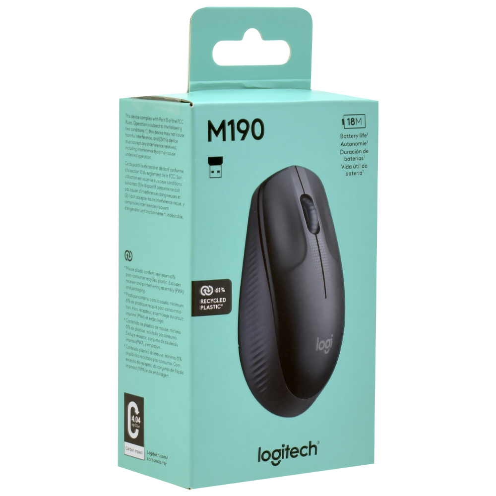 Mouse Logitech M190 Wireless - Cinza (910-005902)