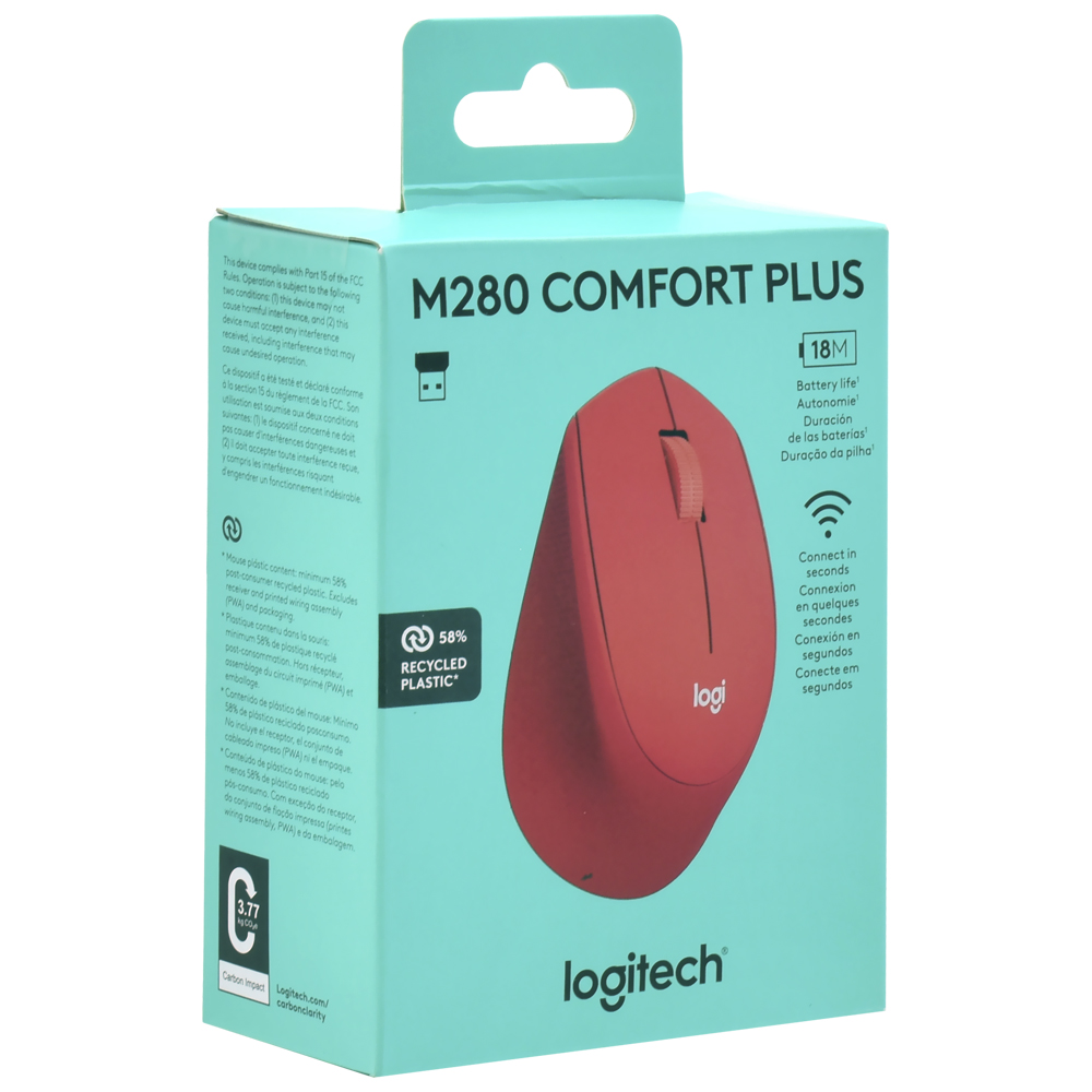 Mouse Logitech M280 Wireless - Vermelho (910-004286)