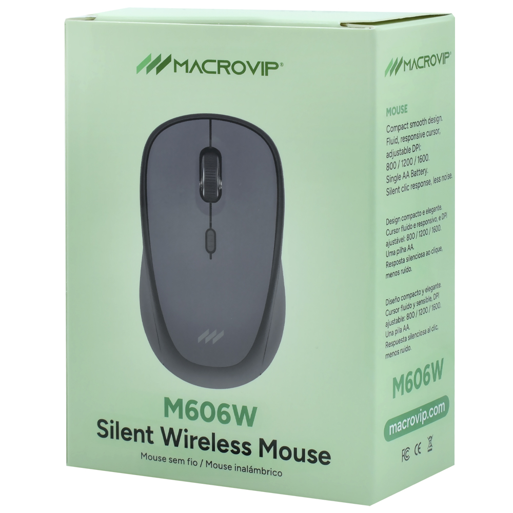 Mouse Macrovip MV-M606WB Silent Wireless - Preto