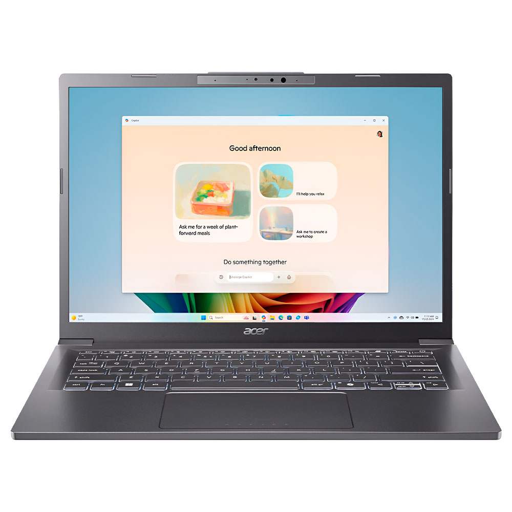 Notebook Acer Aspire 14 AI A14-52M-72FH Intel Core Ultra 7 256V Tela WUXGA 15.6" / 16GB de RAM / 1TB SSD - Steel Cinza (Inglês)