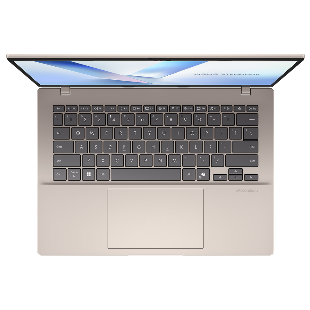 Notebook ASUS Vivobook 14 M1407KA-PS74 AMD Ryzen AI 7 350 Tela WUXGA 14.0'' / 16GB de RAM / 512GB SSD - Platinum Dourado (Inglês)
