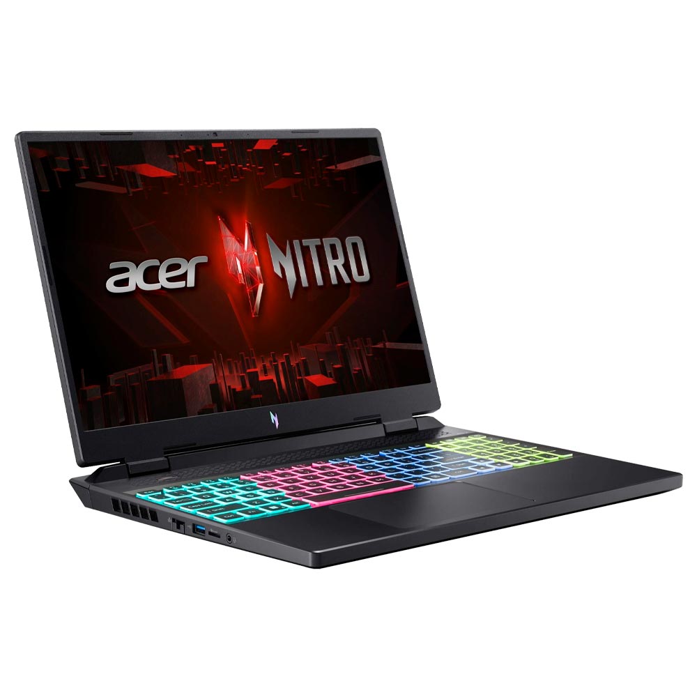 Notebook Gamer Acer Nitro 16 AN16-41-R148 AMD Ryzen 5 7640HS Tela WUXGA 16" / 8GB de RAM / 512GB SSD / GeForce RTX4050 6GB - Obsidian Preto (Inglês)