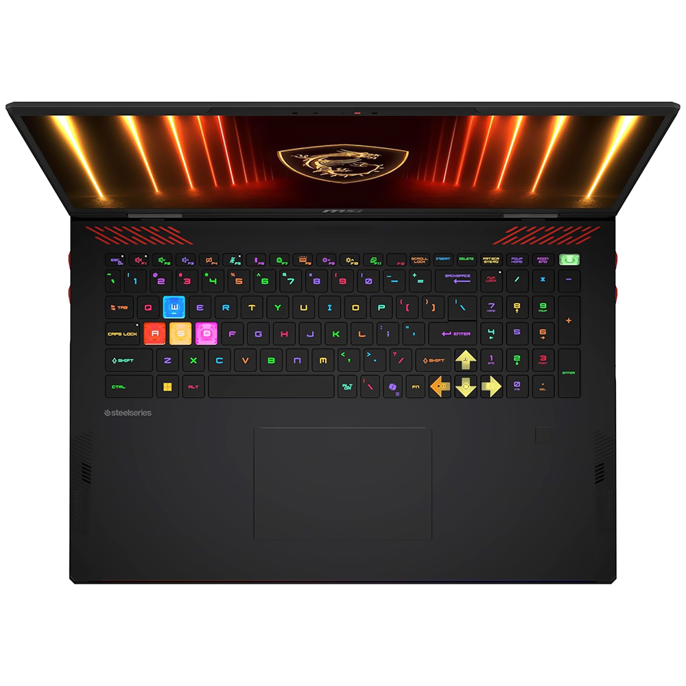 Notebook Gamer MSI Raider HX AI A2XWJG-416US Intel Core Ultra 9 285HX Tela QHD+ 18" / 64GB de RAM / 2TB SSD / Win11Home / GeForce RTX5090 24GB - Core Preto (Inglês)