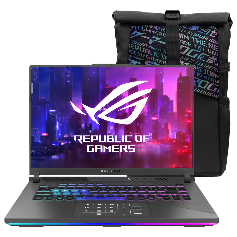 Notebook Gamer ROG Strix G16 G614FP-RV010W AMD Ryzen 9 9955HX Tela WUXGA 16.0" / 16GB de RAM / 1TB SSD / Win11Home / GeForce RTX5070 8GB - Eclipse Cinza (Inglês)