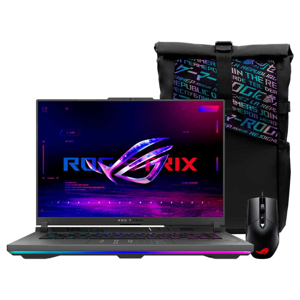 Notebook Gamer ROG Strix G16 G614JVR-N3111W Intel Core i9 14900HX Tela WUXGA 16.0" / 16GB de RAM / 512GB SSD / GeForce RTX4060 8GB - Eclipse Cinza (Espanhol)