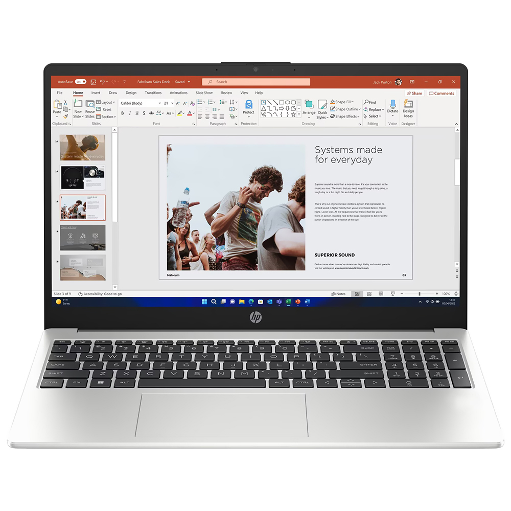 Notebook HP 255 G10 AMD Ryzen 5 7520U Tela Full HD 15.6" / 16GB de RAM / 512GB SSD - Cinza / Prata (Inglês)