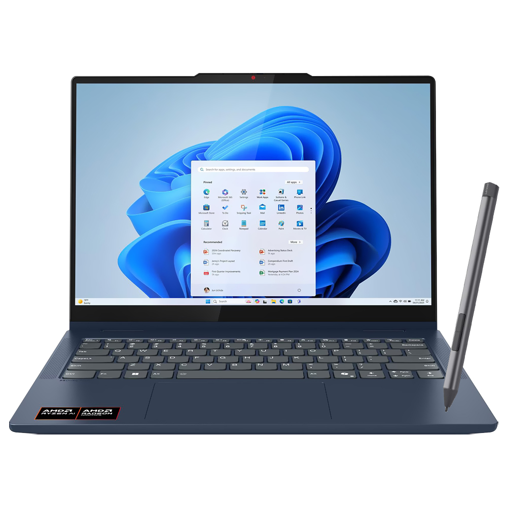 Notebook Lenovo IdeaPad 5 2-em-1 14AKP10 AMD Ryzen AI 7 350 Tela Touch WUXGA 14.0" / 16GB de RAM / 1TB SSD / Win11Home - Cosmic Azul (Inglês)
