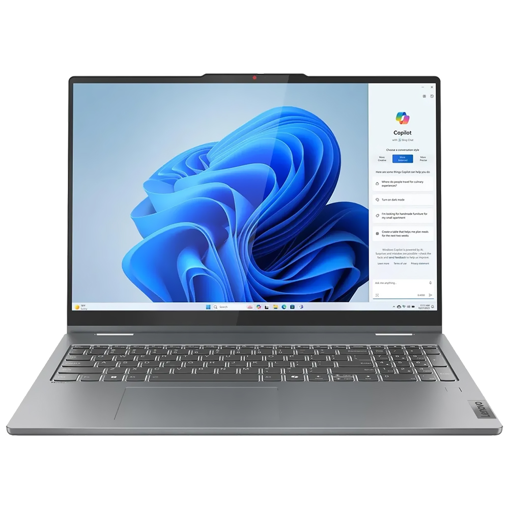 Notebook Lenovo IdeaPad 5 2-em-1 16AHP9 AMD Ryzen 7 8845HS Tela Touch WUXGA 16.0" / 16GB de RAM / 1TB SSD / Win11Home - Luna Cinza (Inglês)