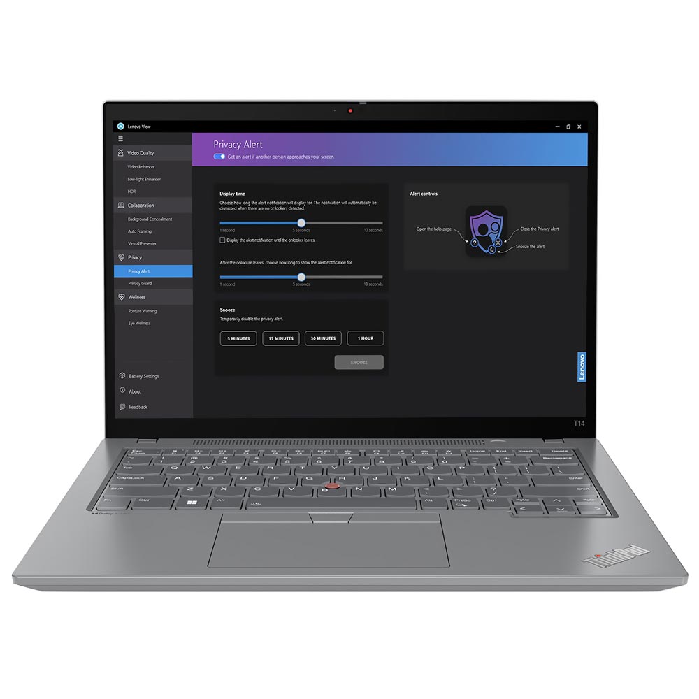 Notebook Lenovo Thinkpad T14 GEN 4 Intel Core i7 1355U Tela Touch WUXGA 14.0" / 16GB de RAM / 512GB SSD - Storm Cinza (21HD002BUS) (Inglês)