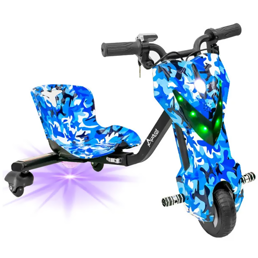 Triciclo Elétrico Audisat Color / Bluetooth / Speaker / LED / 6.5" - Azul Camuflado