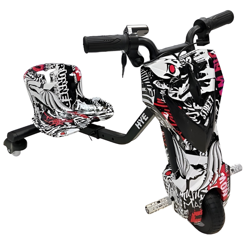 Triciclo Elétrico HYE TR01 / Bluetooth / Speaker / LED / 6.5" - White Black Comic