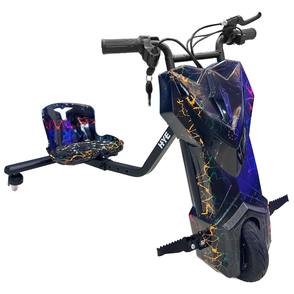 Triciclo Elétrico HYE TR02 / Bluetooth / Speaker / LED / 8.5" - Blue Red Lightning