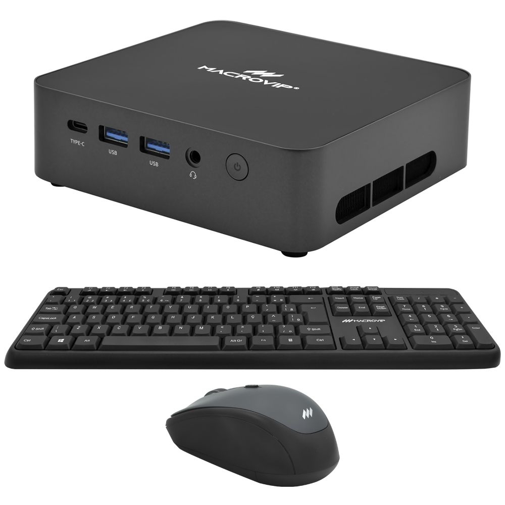Mini PC Macrovip nanoBOX K1 Intel Core i3 1215U de 1.2GHz / 8GB de RAM / 512GB SSD / Win11Pro - Preto + Monitor 22" / Teclado / Mouse