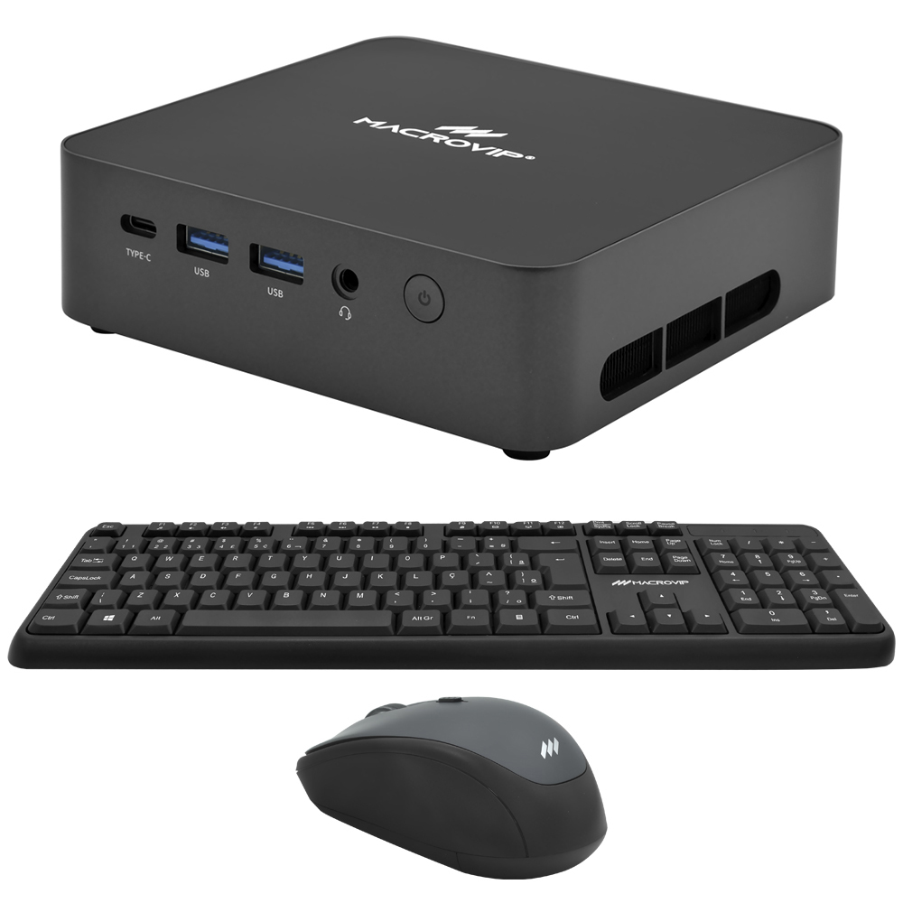 Mini PC Macrovip nanoBOX K1 Intel Core i5 12600H de 2.5GHz / 16GB de RAM / 512GB SSD / Win11Pro - Preto + Monitor 23.8" / Teclado / Mouse