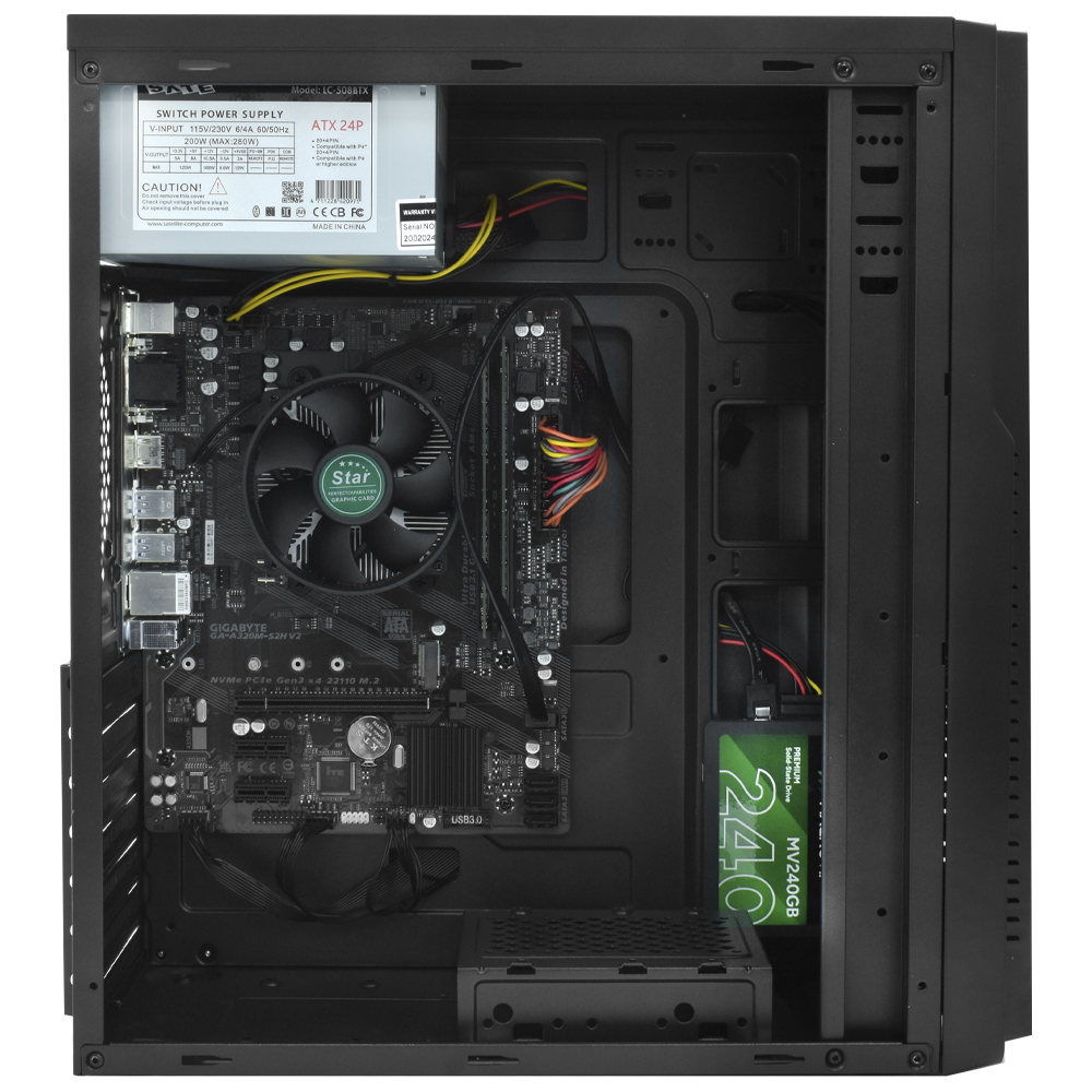PC Montado AMD Athlon 3000G de 3.5GHz 16GB de RAM / 240GB SSD + Mouse / Teclado / Mouse Pad - Preto