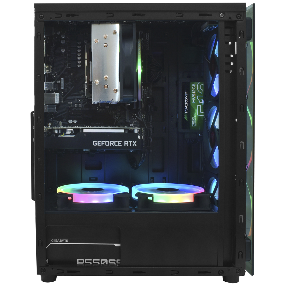 PC Montado Gamer AMD Ryzen 5 4500 de 4.1GHz 16GB de RAM / 512GB SSD / GeForce RTX3050 6GB - Preto