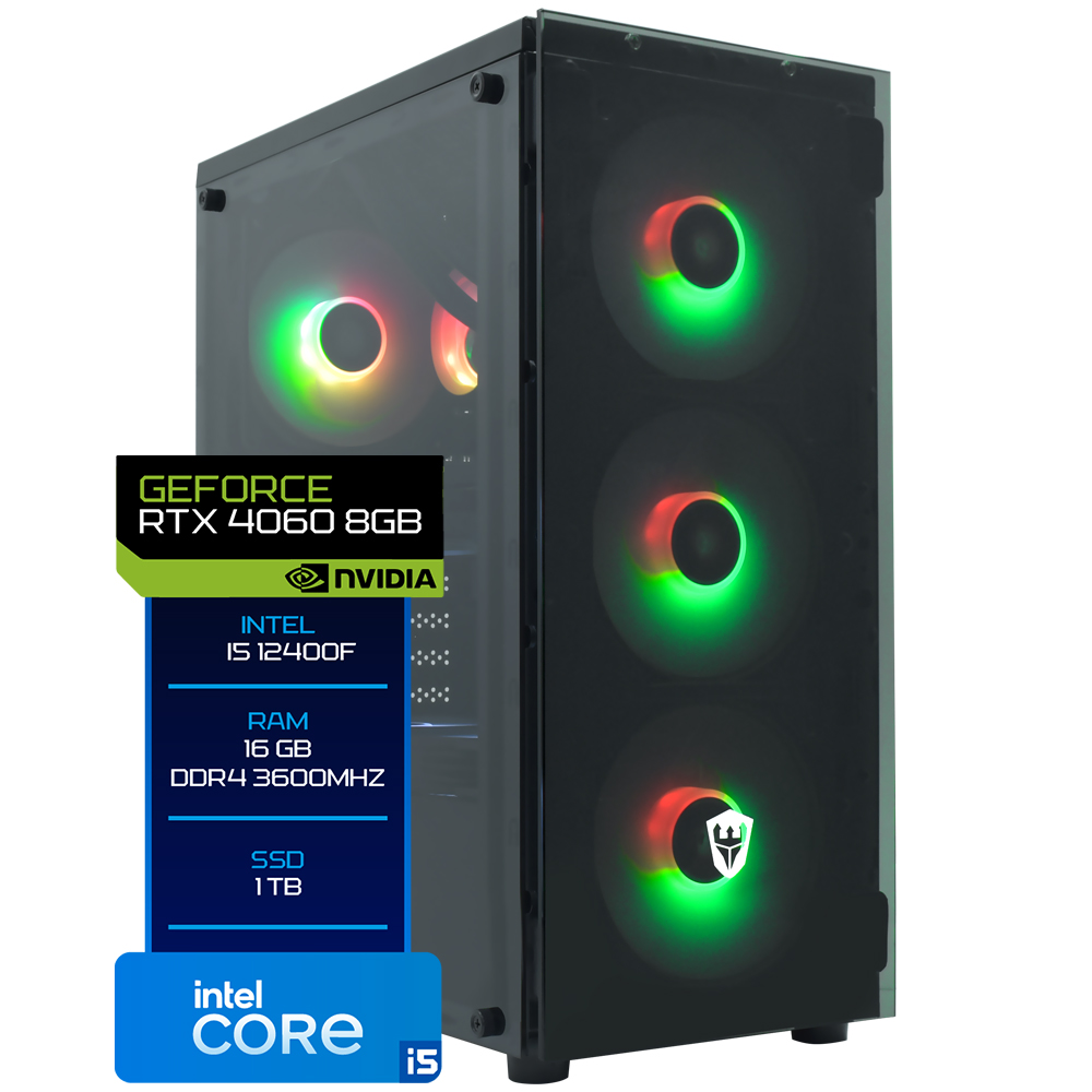 PC Montado Gamer Intel Core i5 12400F de 2.5GHz 32GB de RAM / 1TB SSD / GeForce RTX4060 8GB - Preto