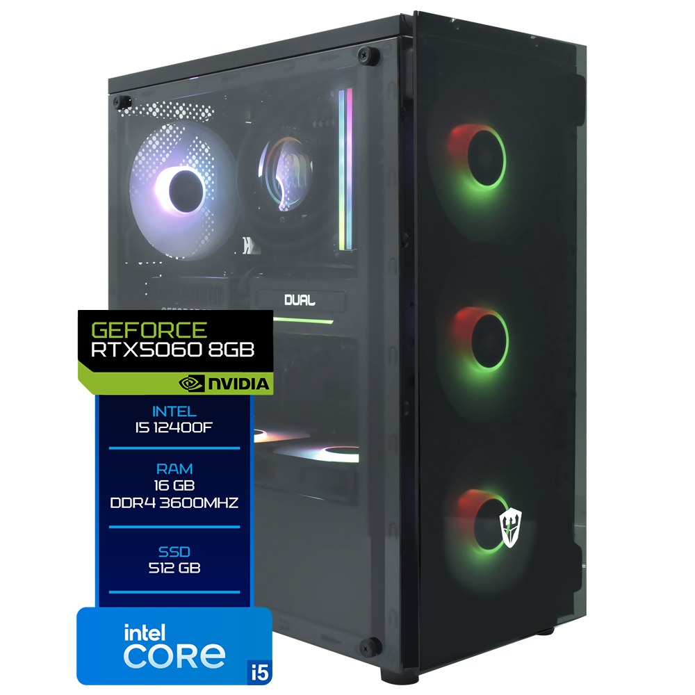 PC Montado Gamer Intel Core i5 12400F de 2.5GHz 32GB de RAM / 512GB SSD / GeForce RTX5060 8GB - Preto