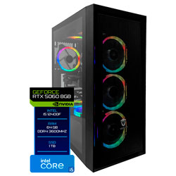 PC Montado Gamer Intel Core i5 12400F de 2.5GHz 64GB de RAM / 1TB SSD / GeForce RTX5060 8GB - Preto