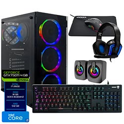 PC Montado Gamer Intel Core i7 2600 de 3.5GHz 16GB de RAM / 512GB SSD / GeForce GTX750TI 4GB + Kit Gamer - Preto