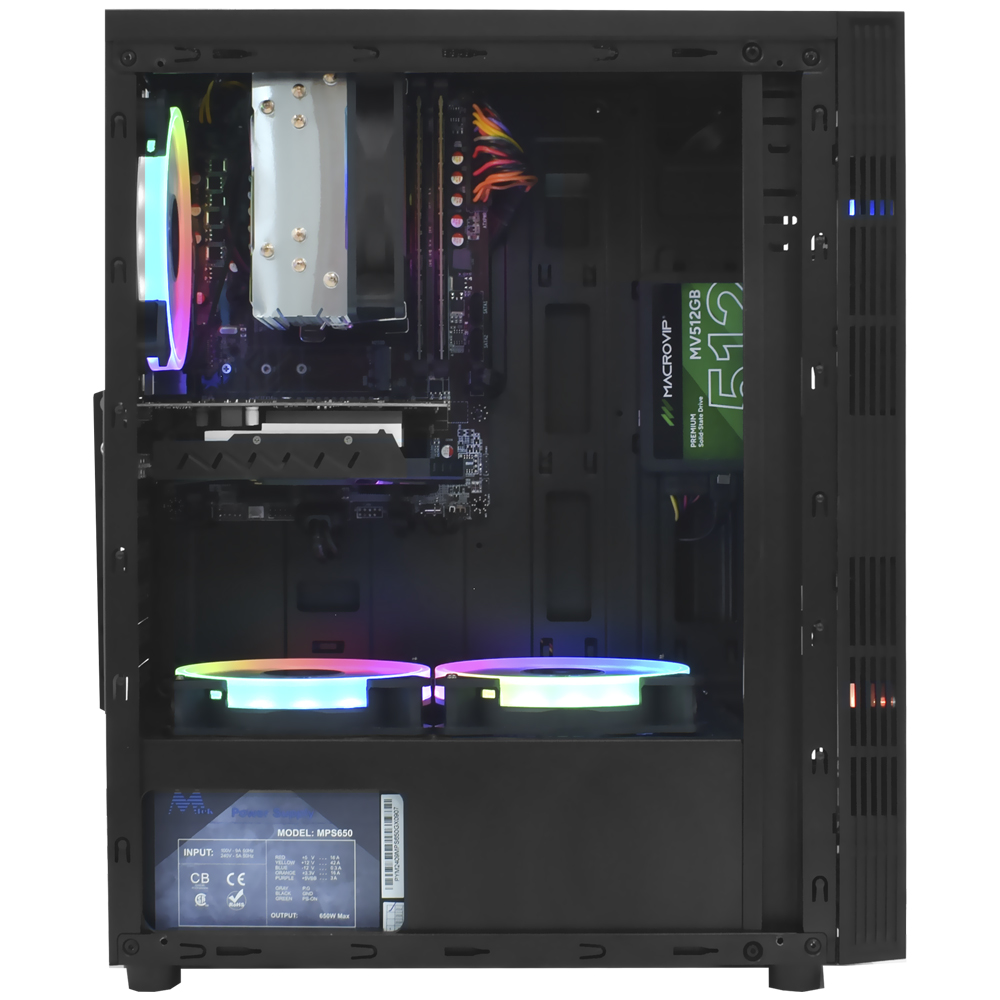 PC Montado Gamer Intel Core i7 3770 de 3.4GHz 16GB de RAM / 512GB SSD / GeForce GTX750TI 4GB + Kit Gamer - Preto